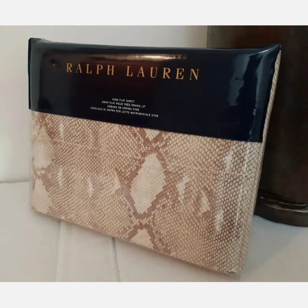 RALPH LAUREN SELLEK King Flat Sheet PYTHON Great Sands Collection MSRP$245 - Picture 2 of 8